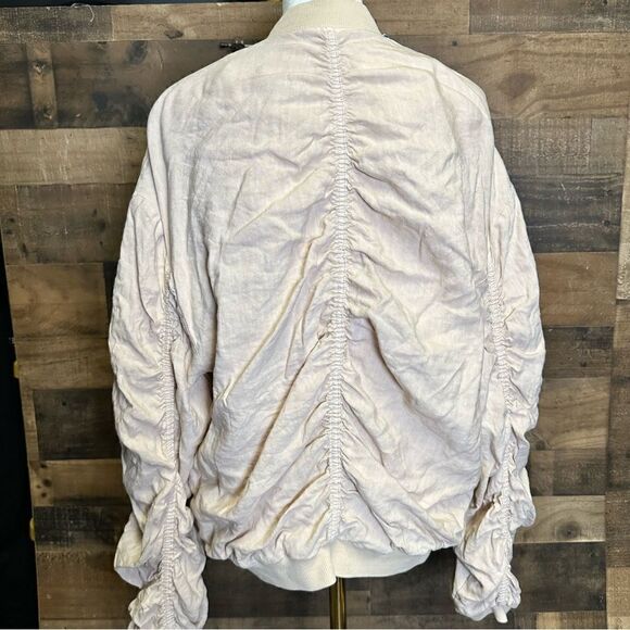 Free people beige linen blend ruched jacket size XS - Picture 4 of 9